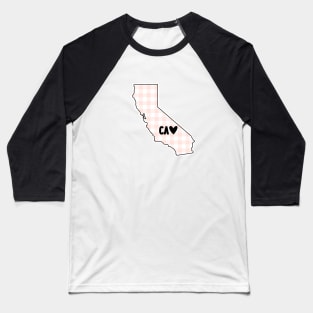 USA States: California (pink plaid) Baseball T-Shirt